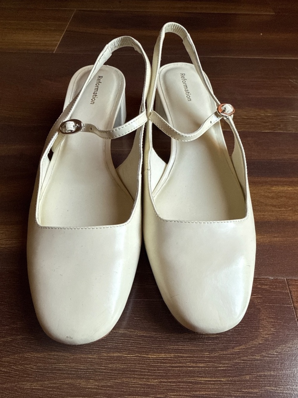 REFORMATION White Low Heel Sandals Size 6.5 - Picture 3 of 6